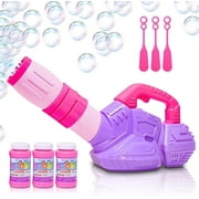 ArtCreativity Kids Bubble Leaf Blower, Outdoor Mechanical Bubble Wand with Non-Toxic Solution, Pink \u0026 Purple